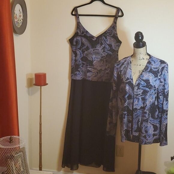 R-m-richards Women's Blue and Black Dress - Picture 1 of 8